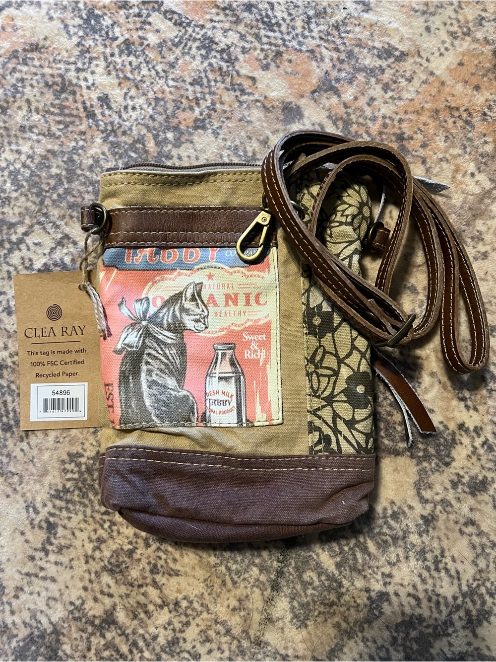 Clea Ray Cat Print Crossbody Bag
